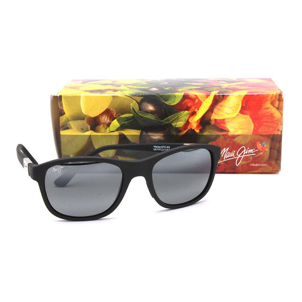 Maui Jim Wakea 745-02MR Matte Black Rubber Coat Sunglasses Polarized Gray Lenses