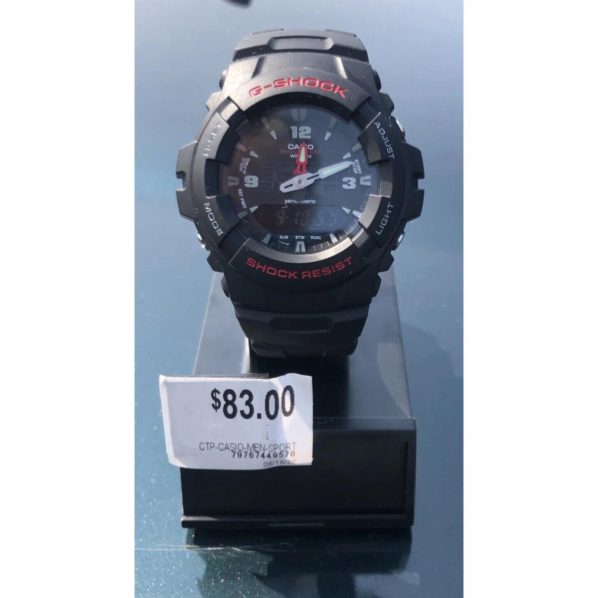 Casio G100-1BV G-shock Watch Digital/analog Black Resin Band Alarm