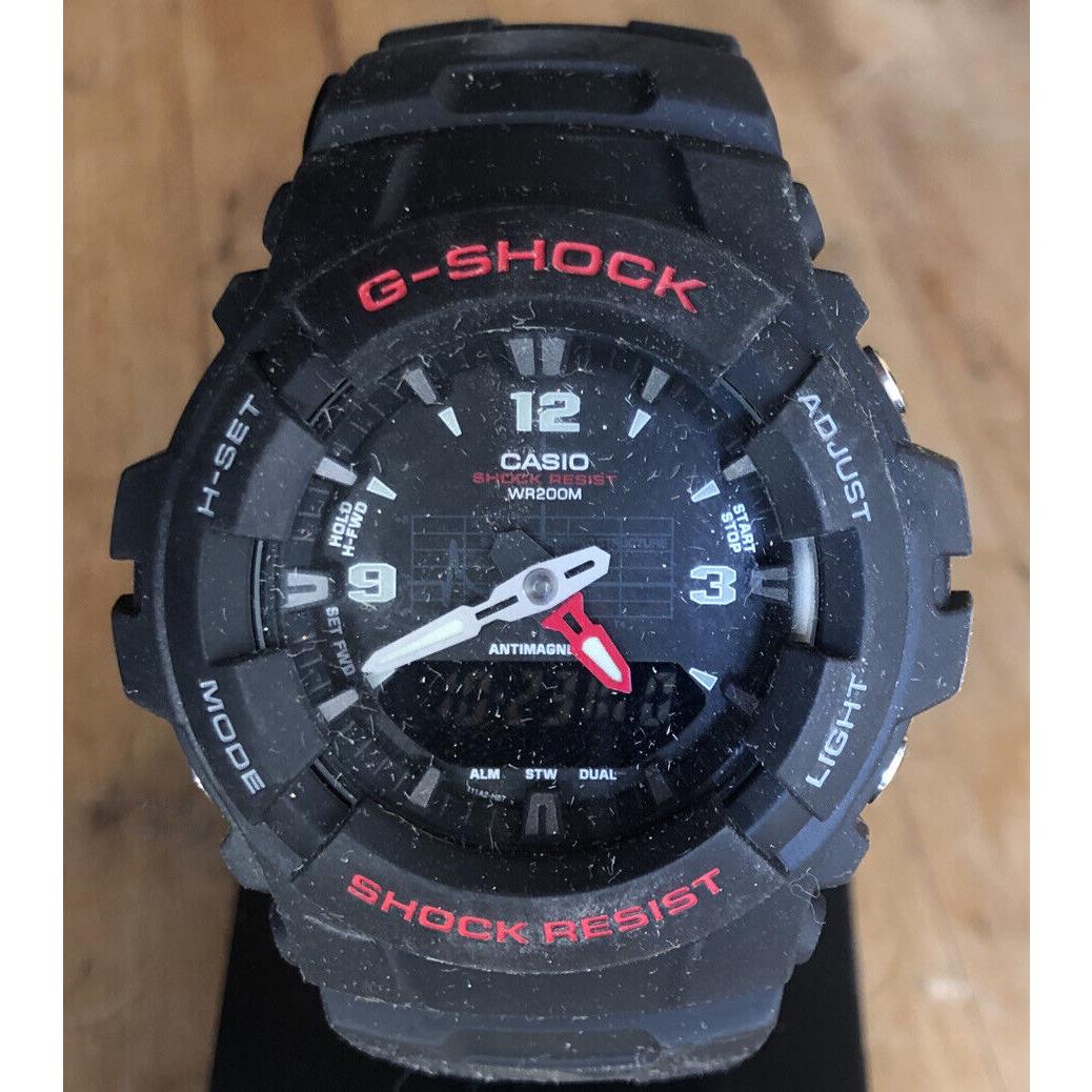 Casio G100-1BV G-shock Watch Digital/analog Black Resin Band Alarm