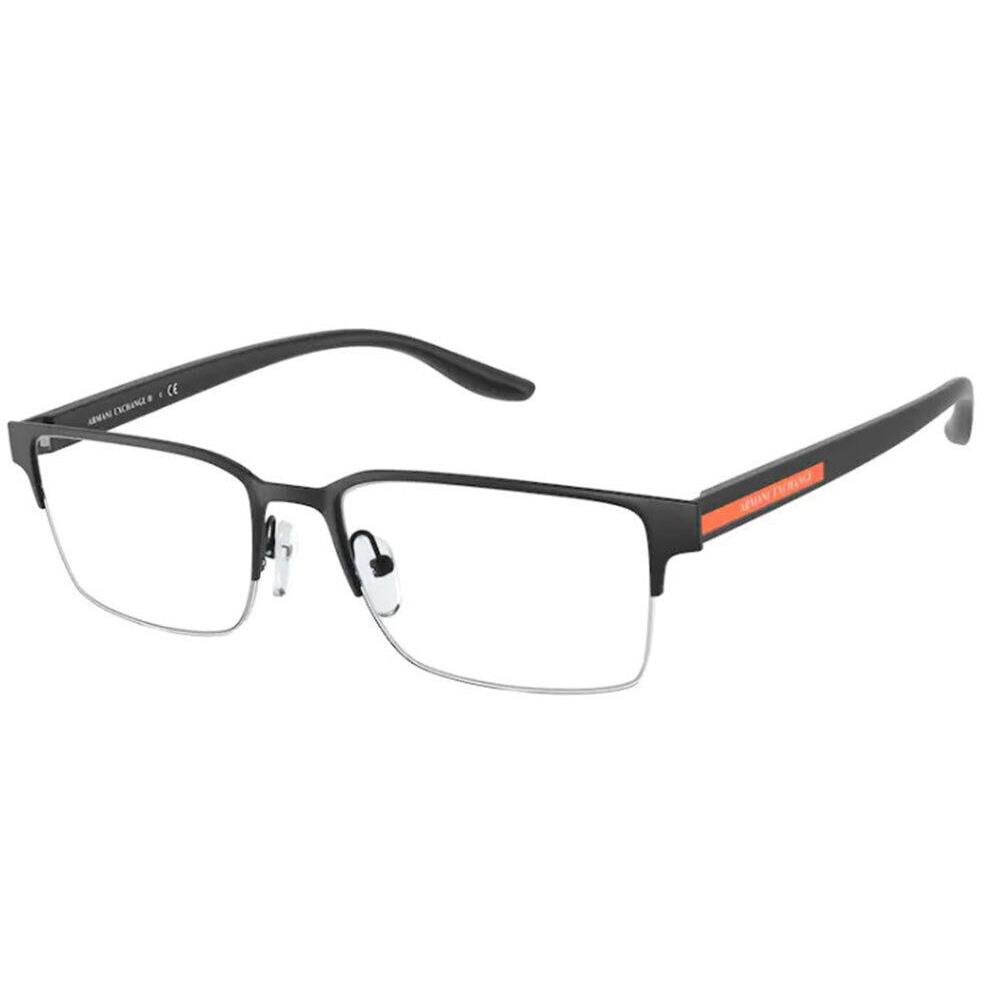 Armani Exchange AX1046 6000 Eyeglasses Men`s Matte Black Semi Rim 55mm