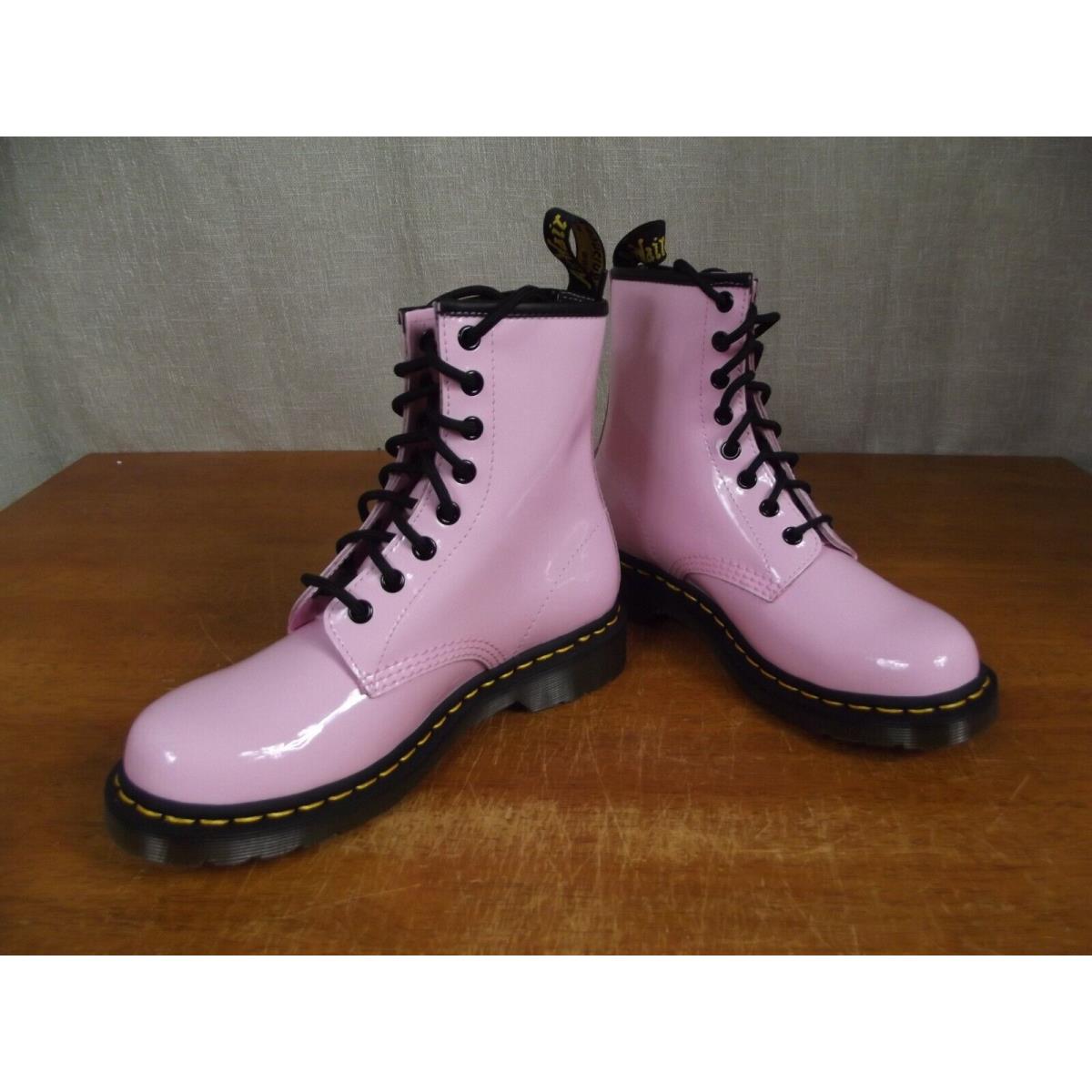 Dr. Martens 1460 Womens Sz 7 Pale Pink Patent Lamper Lace Combat Boots Shoes