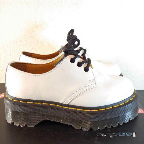Dr Martens 1461 Quad White Smooth Leather Platform Shoes Womens 7 Mens 6 Unisex