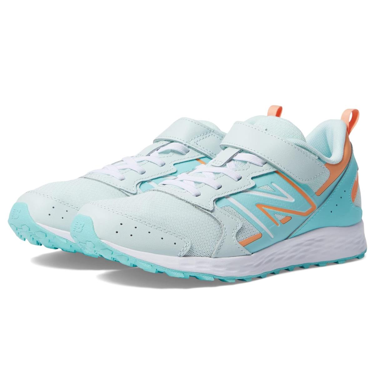 Girl`s Sneakers Athletic Shoes New Balance Kids Light Surf/Peach Glaze