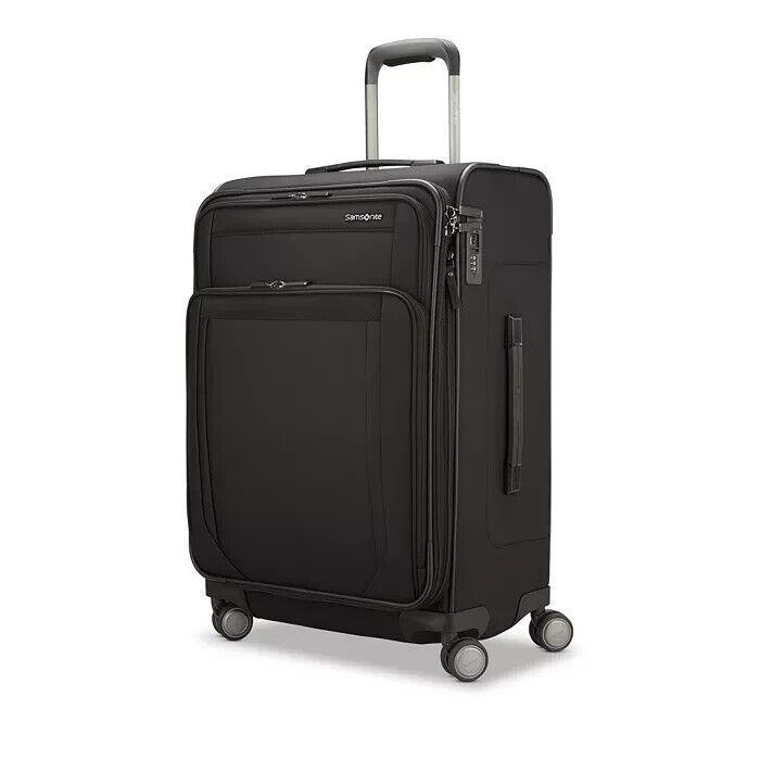Samsonite T1017 Black Polyester Lineate Dlx Med 25 Expandable Spinner Suitcase