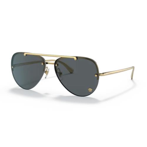 Versace 0VE2231 100287 Gold/dark Grey 60 mm Oval Women`s Sunglasses