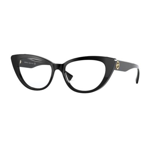 Versace 0VE3286 GB1 Black/ Clear Cat Eye Women`s Eyeglasses - Frame: Black, Lens: