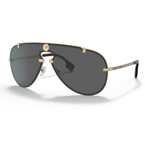 Versace 0VE2243 100287 Gold/dark Grey Oval Men`s Sunglasses