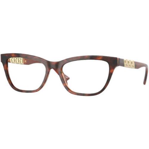 Versace VE3318 5354 Eyeglasses Women`s Havana Print Monogram Full Rim 54mm