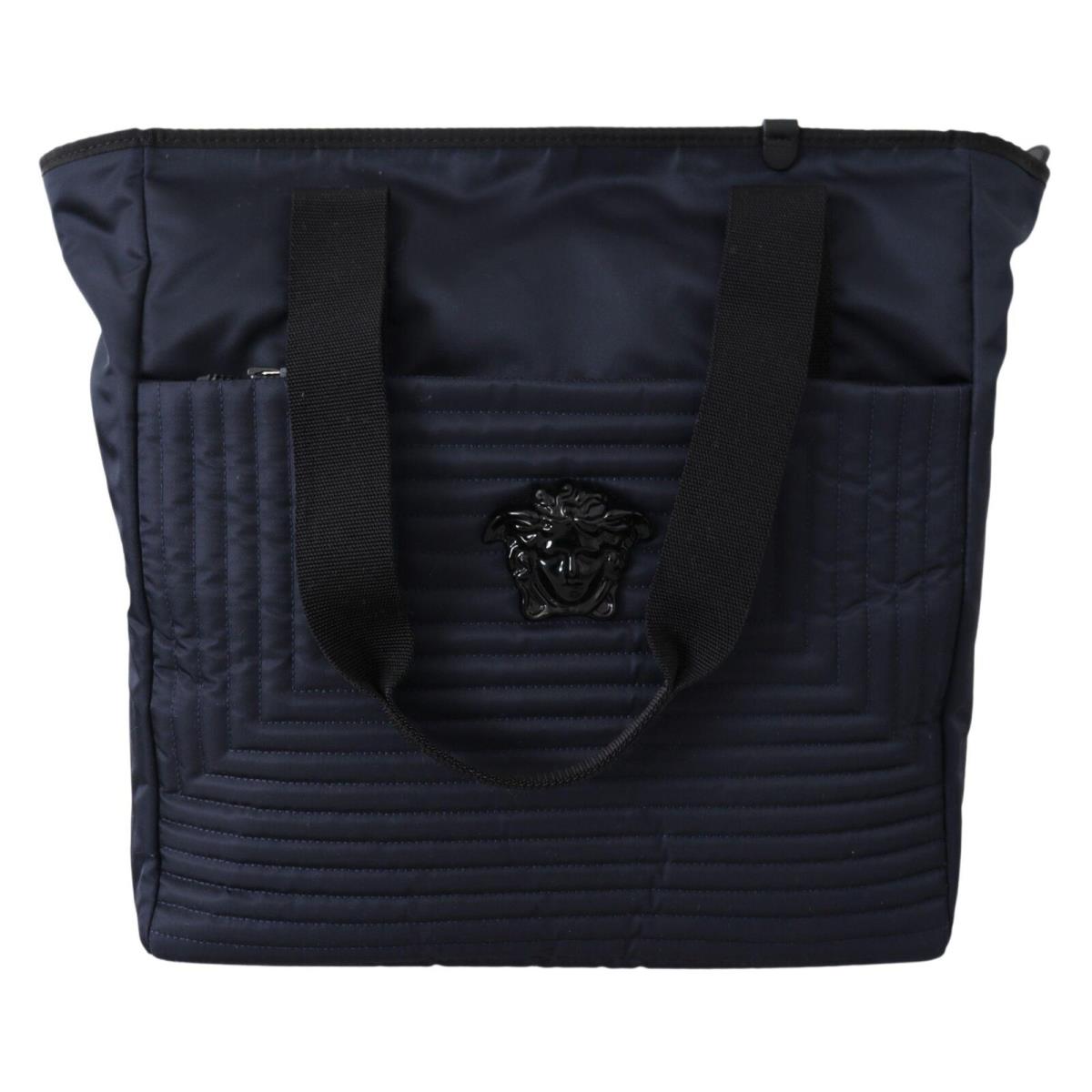 Versace Blue Nylon Tote Bag