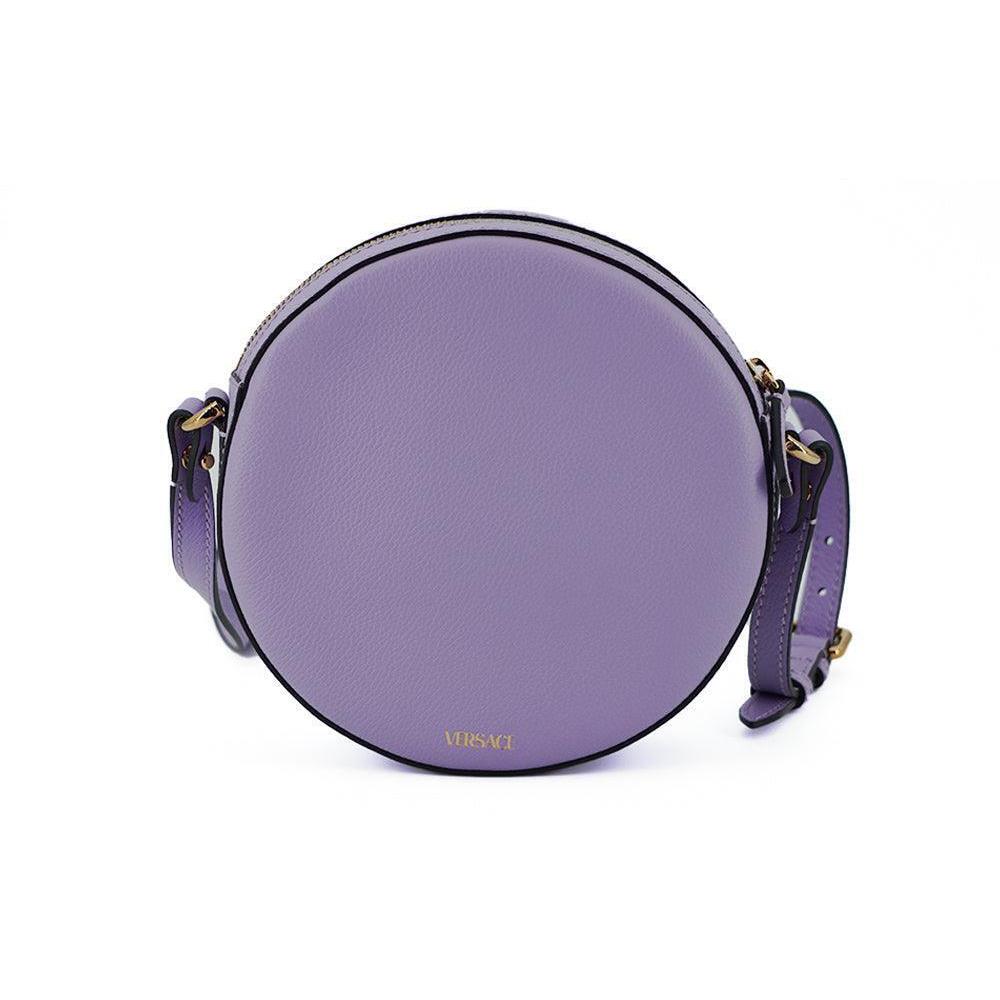 Versace Purple Calf Leather Round Disco Shoulder Bag