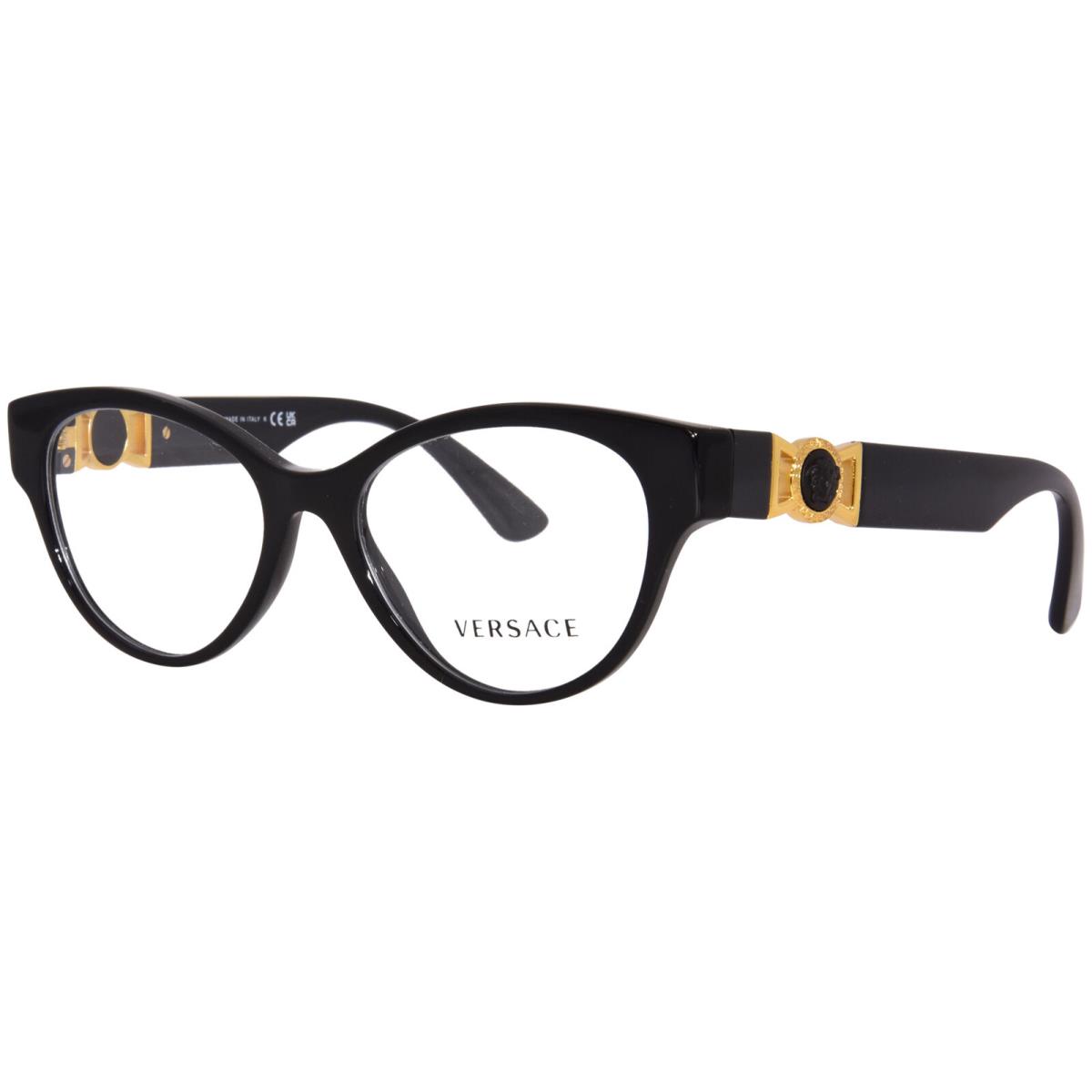 Versace VE3313F GB1 Eyeglasses Women`s Black Full Rim Round Shape 54-mm