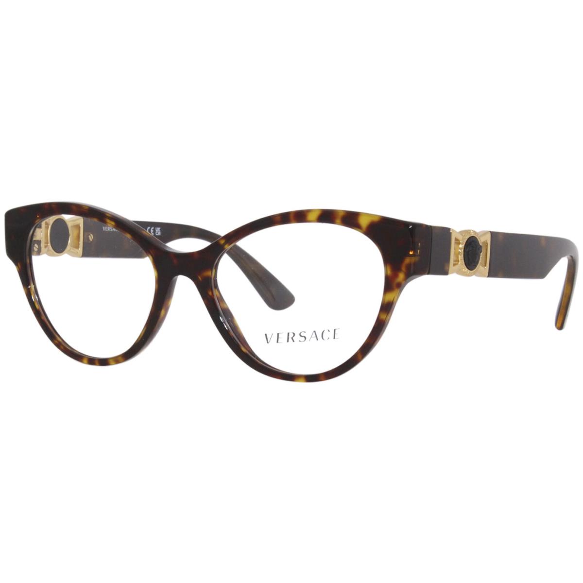 Versace VE3313F 108 Eyeglasses Women`s Havana Full Rim Round Shape 54mm