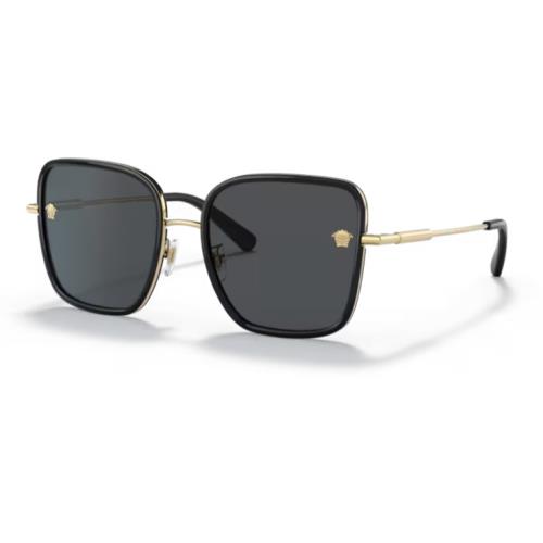 Versace 0VE2247D 143887 Black/dark Grey Square Women`s Sunglasses