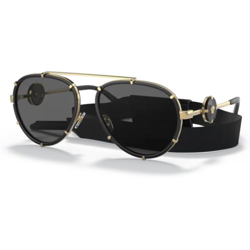 Versace 0VE2232 143887 Black/dark Grey Oval Women`s Sunglasses