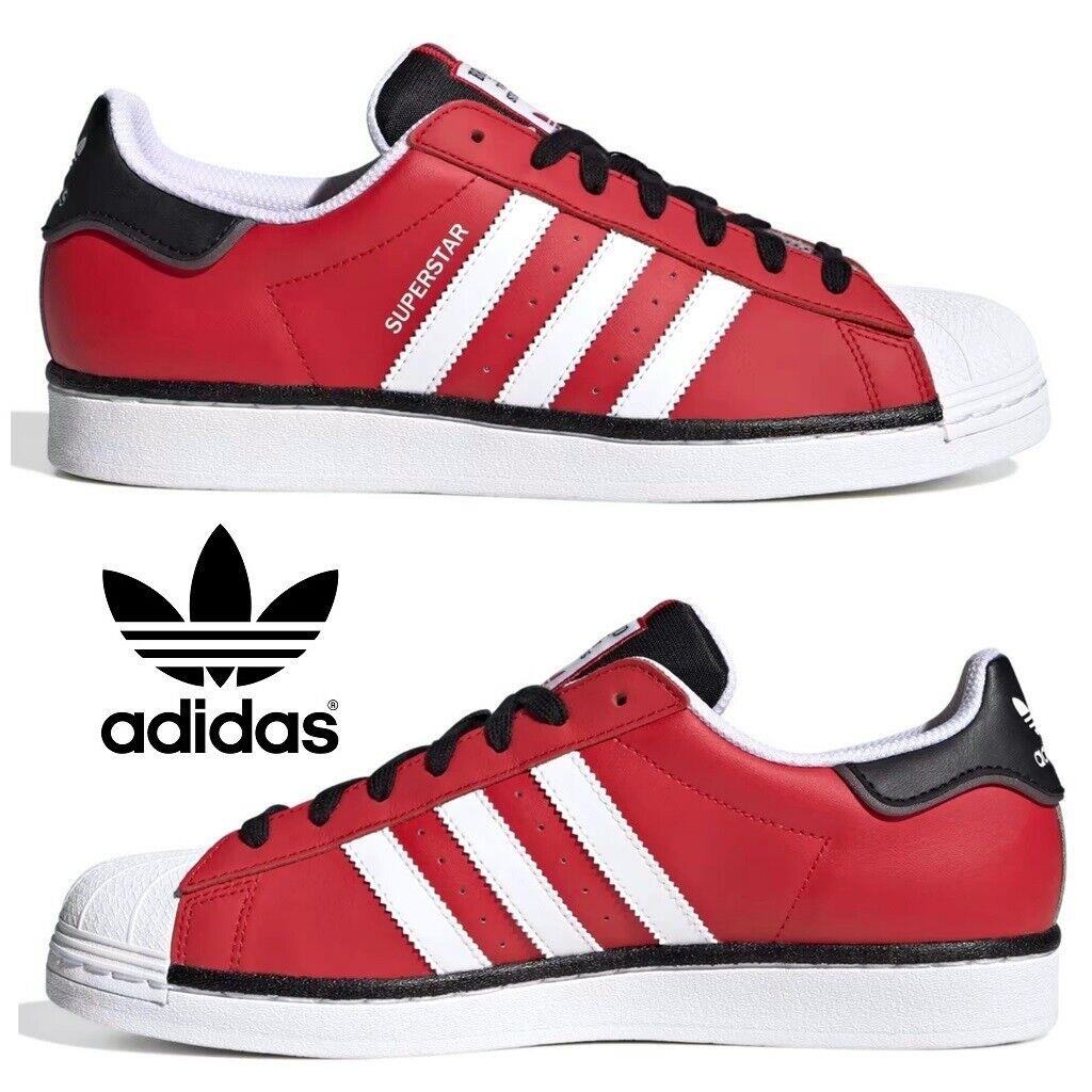 Adidas Originals Superstar Men`s Sneakers Comfort Sport Casual Shoes White Red