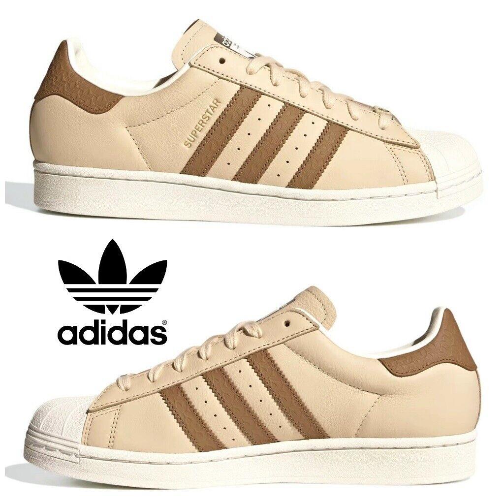 Adidas Originals Superstar Men`s Sneakers Comfort Sport Casual Shoes Beige Brown - Beige, Manufacturer: Sand Strata / Brown Desert / Off White