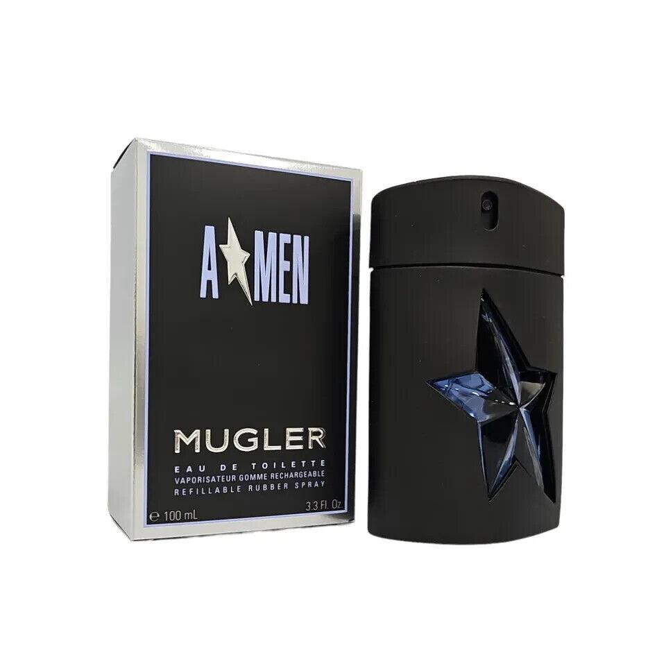 Angel Men By Mugler 3.4 oz / 100 ml Edt Refillable Rubber Men`s Spray