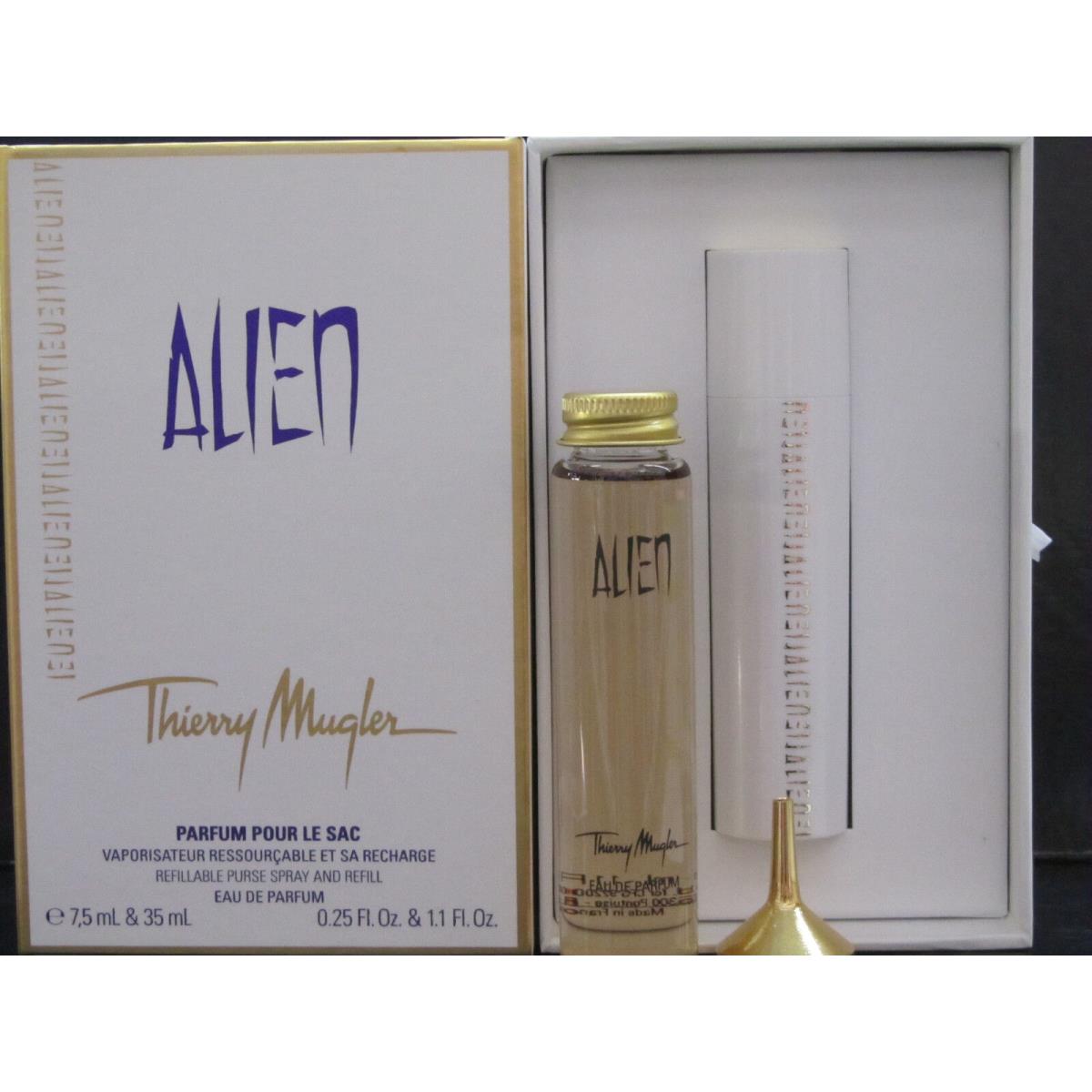 Alien Thierry Mugler Women Perfume 2 Pcs Set 0.25 oz Edp Spray + 1.1 oz Refill