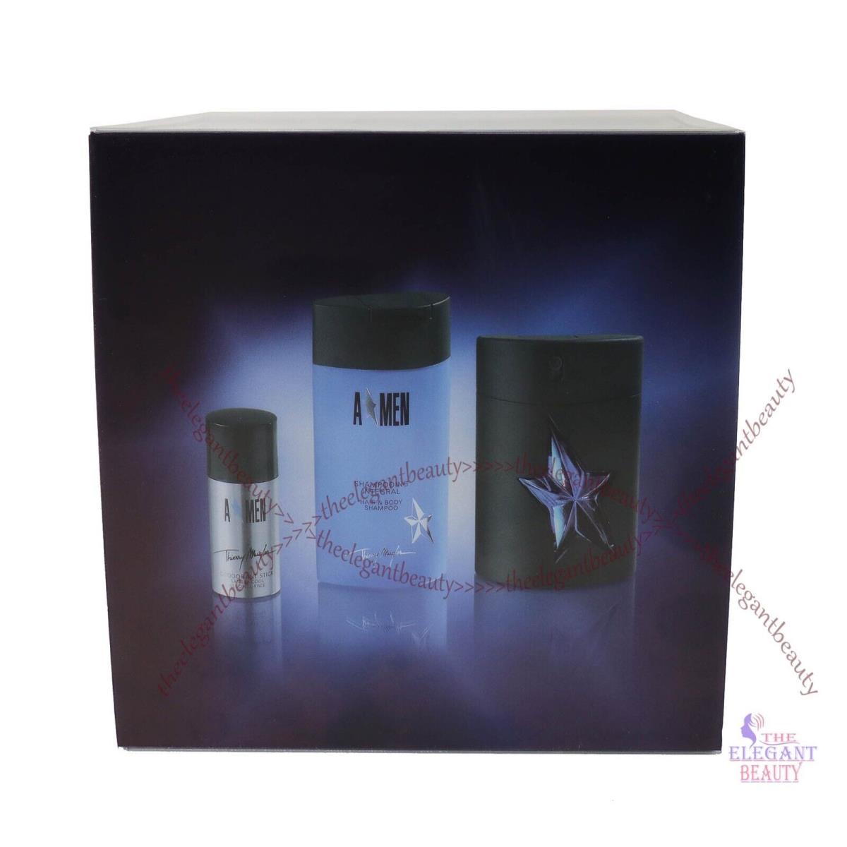 A Men by Thierry Mugler 3Pces Set 1.7oz Edt +0.7 Deo Stick+3.5 Body Shampoo