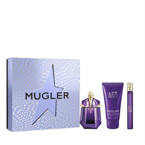 Thierry Mugler Alein 3pcs Gift Set Contains 1oz Edp Spray + 1.7oz B/l + .33oz