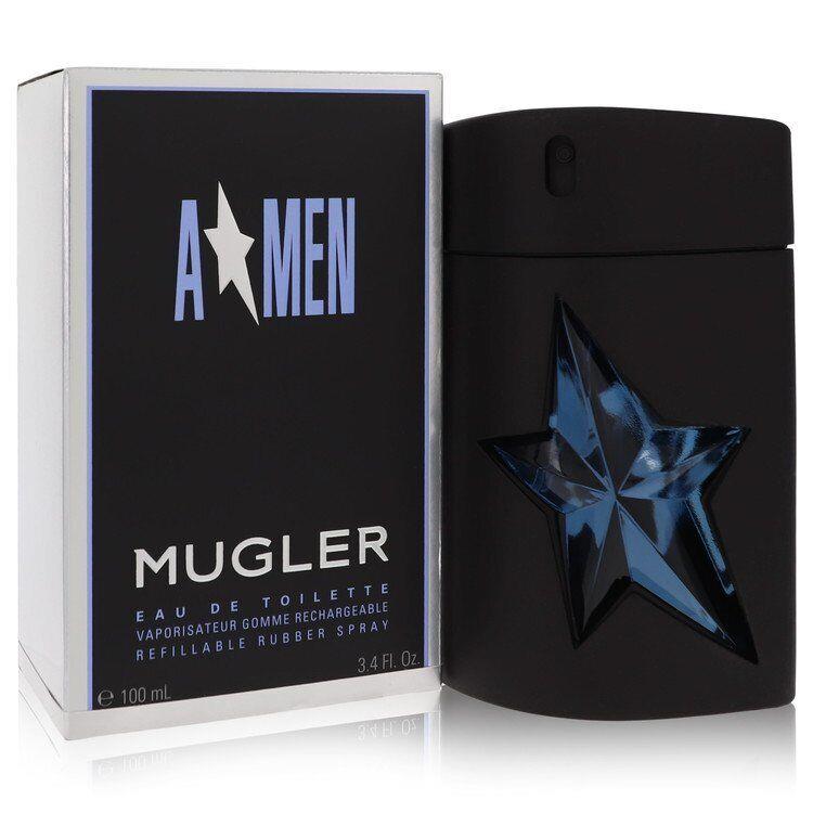 Angel by Thierry Mugler Eau De Toilette Spray Refillable Rubber 3.4 oz For Men