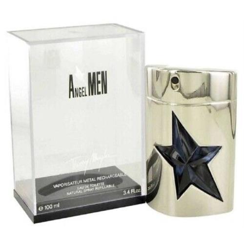 Thierry Mugler Angel Men Metal Edition Cologne 3.4 oz Edt Rechargeable