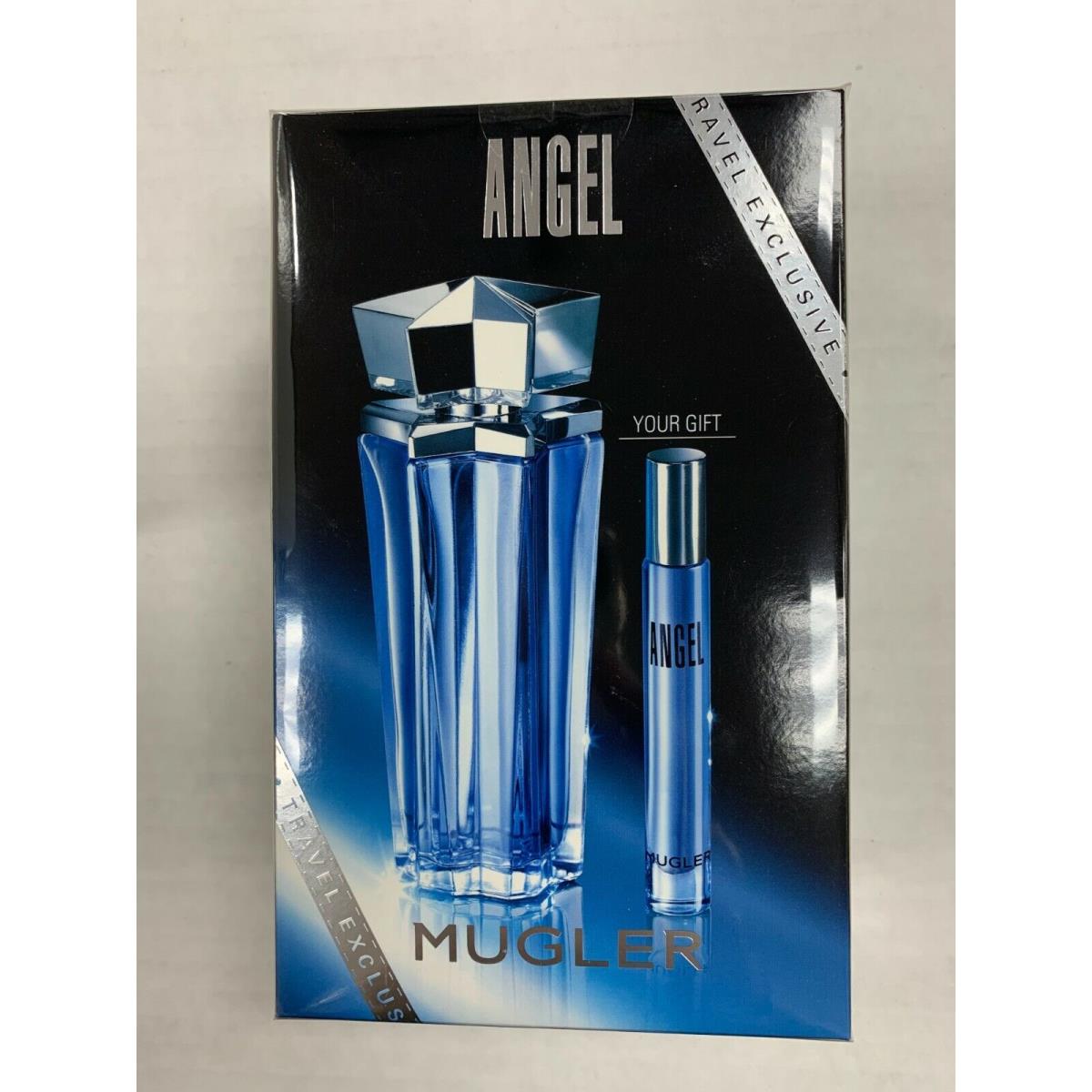 Angel By Mugler Eau DE Parfum 2PC Set 3.4 oz + Travel Size Spray Box