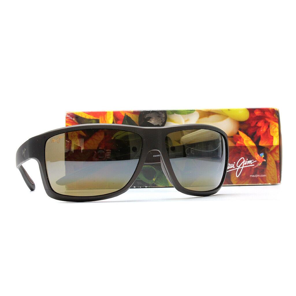 Maui Jim Pohaku H528-25M Matte Brown Sunglasses Polarized Hcl Bronze Lenses