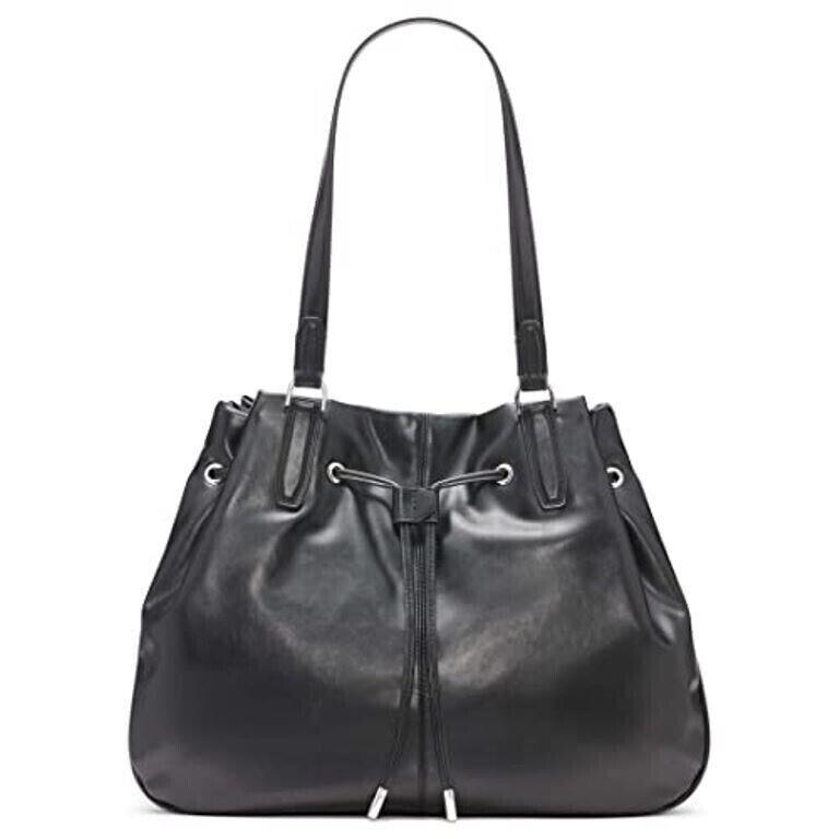 Calvin Klein Women`s Lapis Tote Bag Black Silver - Handle/Strap: Black, Hardware: Black, Exterior: Black