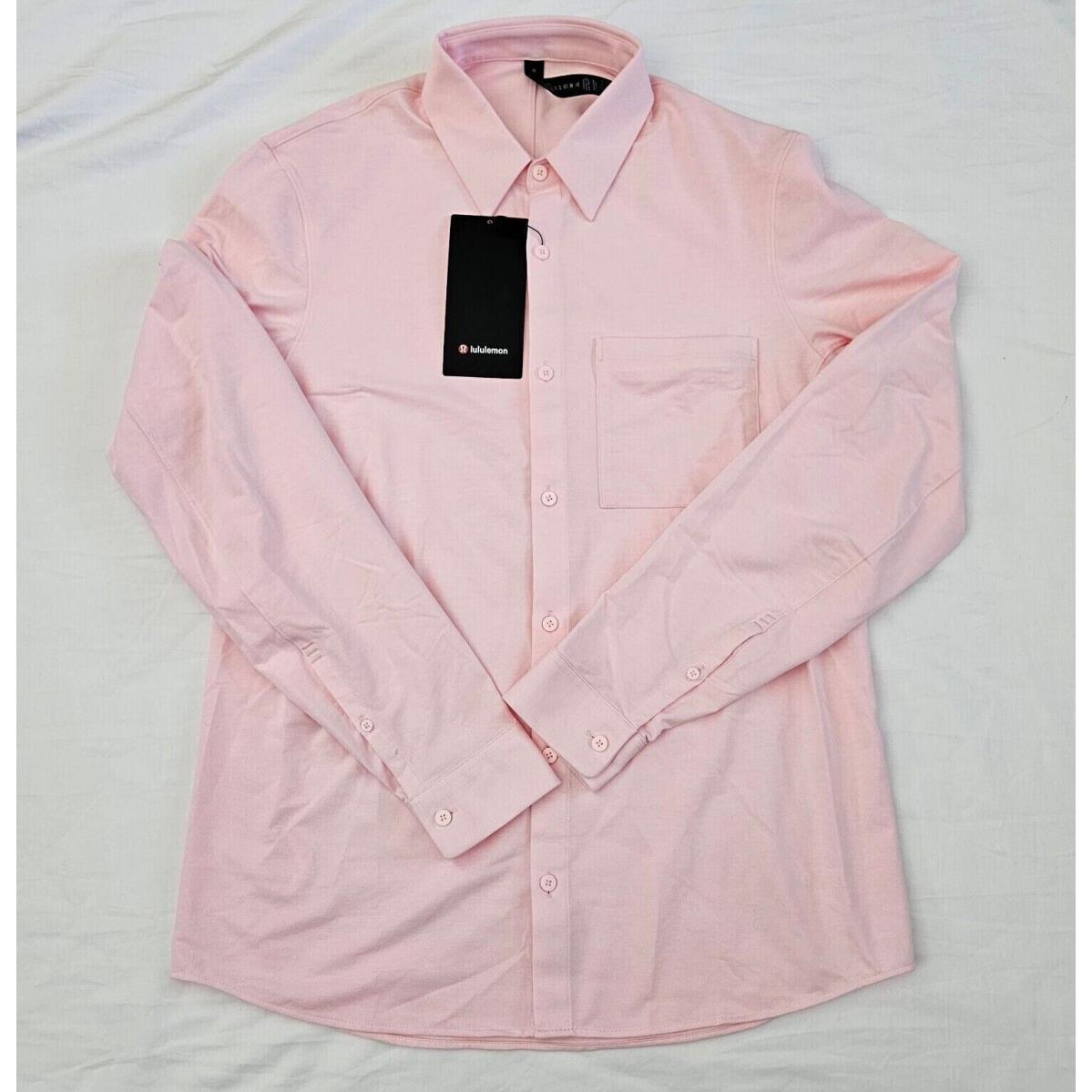 Men`s Lululemon Commission Long Sleeve Shirt XL Stmi/wht Pink