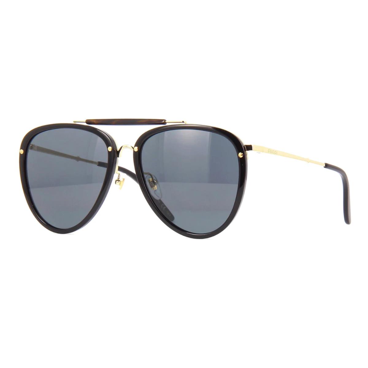 Gucci GG0672S 001 58mm Black Gold Aviator Oversized Sunglasses Italy Unisex