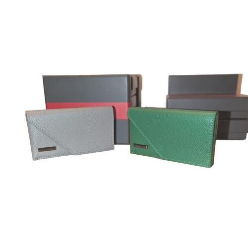 Tumi Business Card Case Province Slg Leather Gray Green
