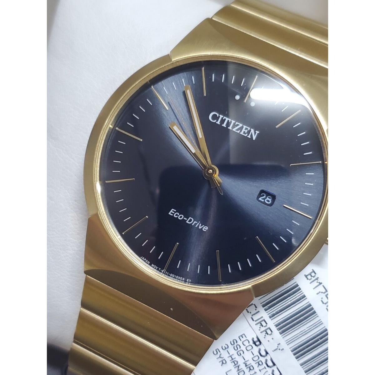 Citizen Men`s BM7582-56E Eco Drive Black Dial Gold Stainless Steel 40mm