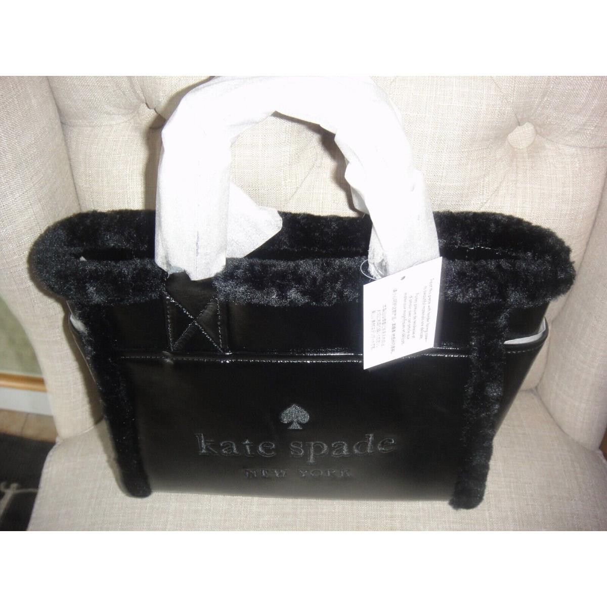 Kate Spade Shearling Small Tote Satchel Bag In Black