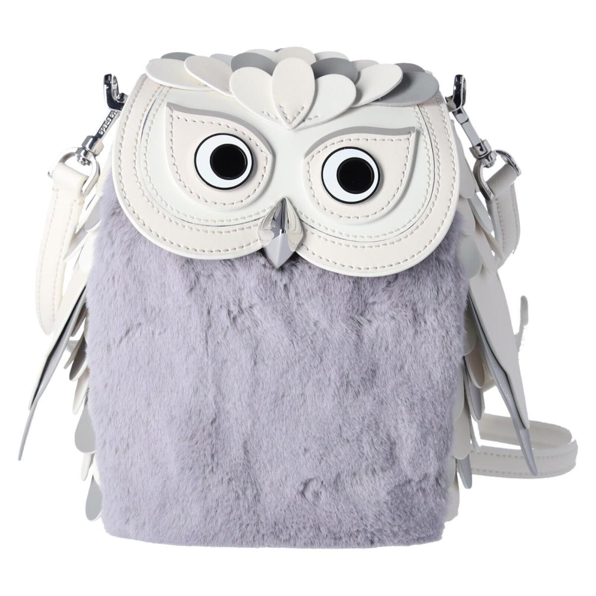 Kate Spade Hoot Gray 3D Owl Crossbody Bag Novelty Limited Edition - Handle/Strap: White, Exterior: Gray, Lining: Gray