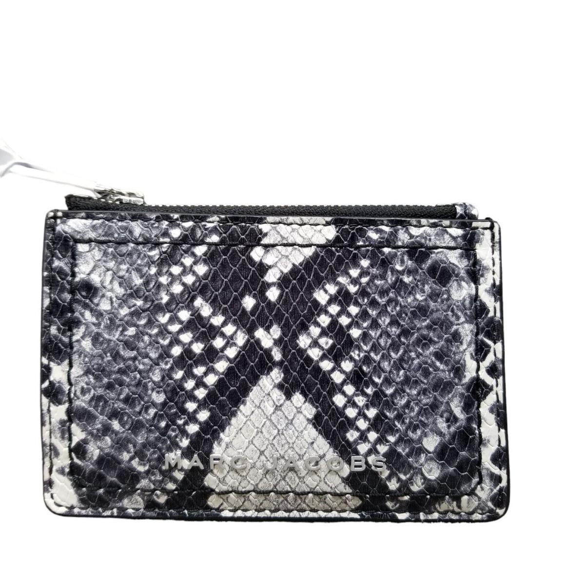 Marc Jacobs Leather Wallet Womens Black White Snake Embossed