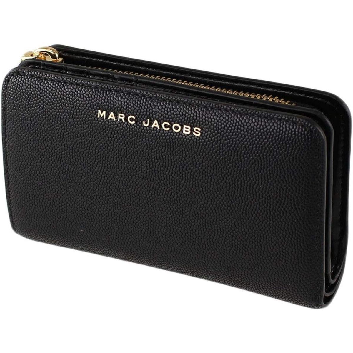 Marc Jacobs Women`s Black Saffiano Gold Tone Hardware Bifold Wallet M0016990