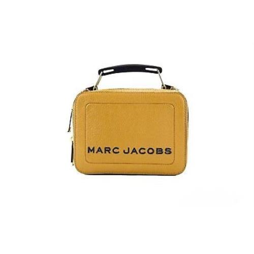 Marc Jacobs The Box Golden Brown Textured Leather Logo Top Handle Crossbody Bag