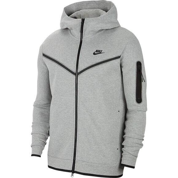 Nike Sportswear Tech Fleece Grey Black Men`s Full-zip Hoodie CU4489-063 Sizes - Grey/Black