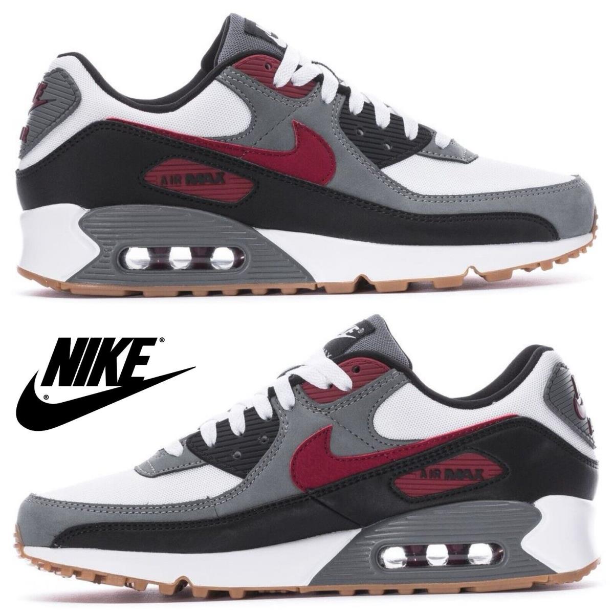 Nike Air Max 90 Men`s Sneakers Comfort Casual Sport Shoes Gum Run Gray Black - Gray, Manufacturer: White/Team Red/Cool Grey/Gum