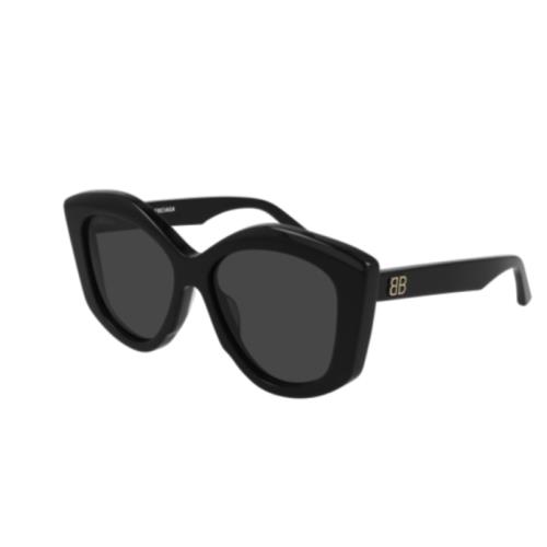 Balenciaga BB0126S 001 Black/grey Oval Women`s Sunglasses