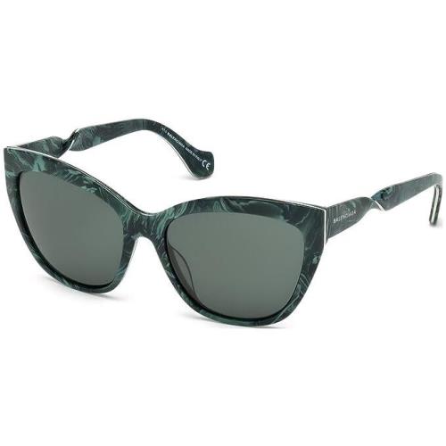 Balenciaga BA52 61N Green Cat Eye Violet Gradient 56-17-140mm Women`s Sunglasses