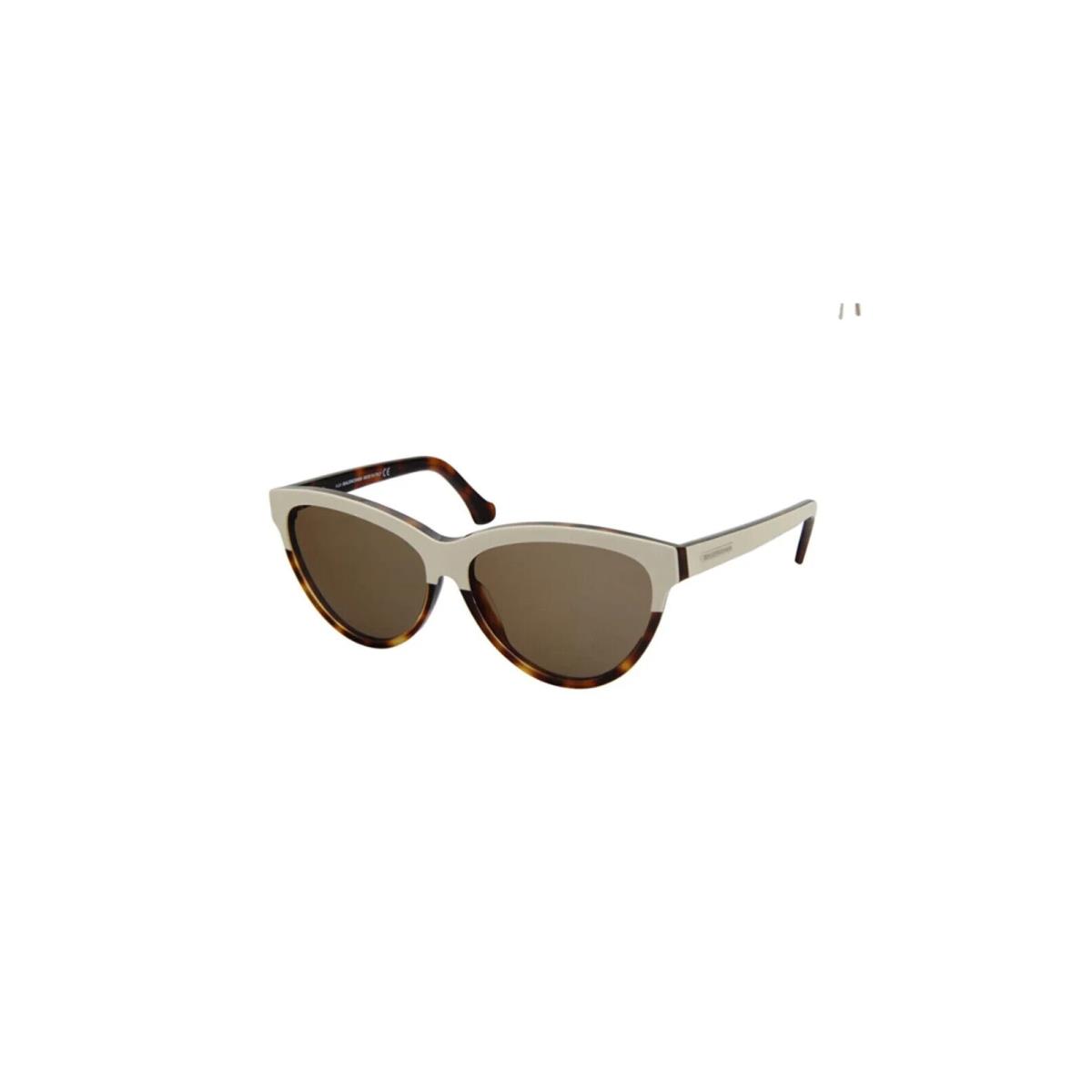 Balenciaga BA29 24J White Tortoise Cat Eye Brown Non-polarized 59mm Sunglasses