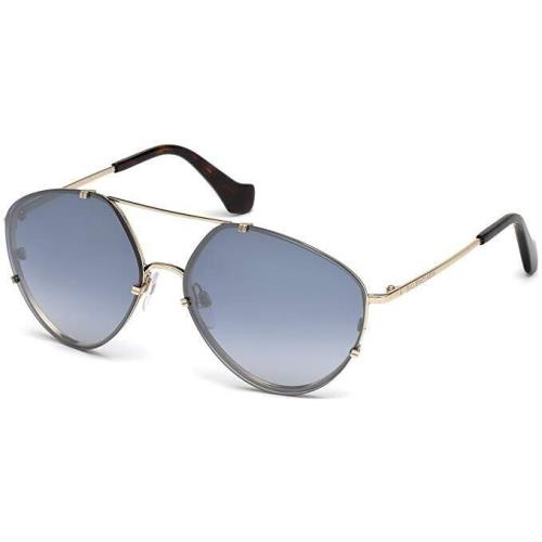 Balenciaga BA85 33C Gold Round Blue Mirror Non-polarized 60mm Women`s Sunglasses