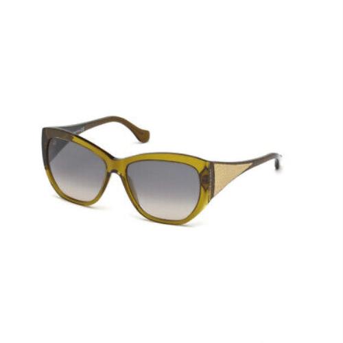 Balenciaga BA0022 96B Green Square Smoke Gradient 58-15-140mm Women`s Sunglasses