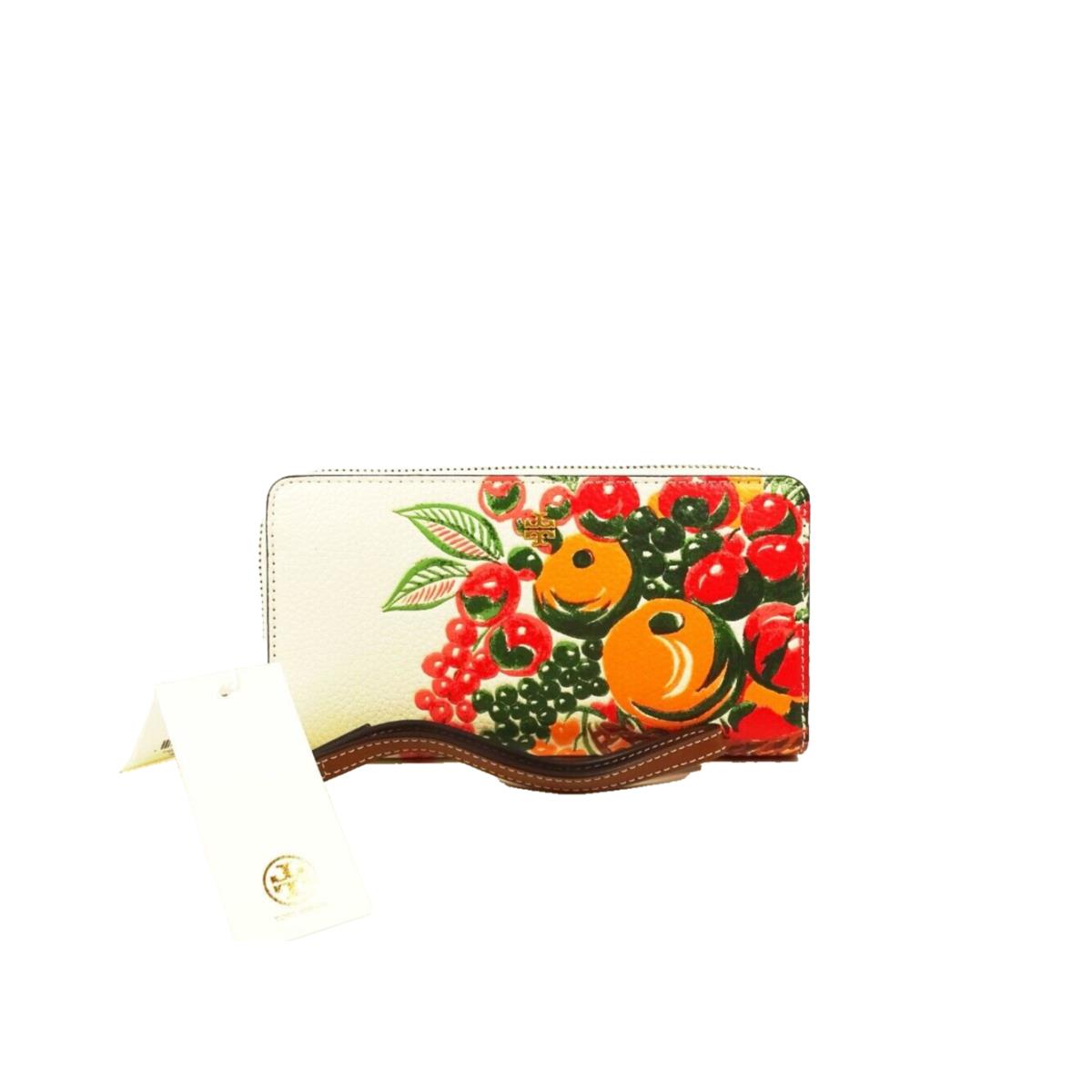 Tory Burch Emerson Fruit Basket Leather Continental Zip Around Wallet/wristlet