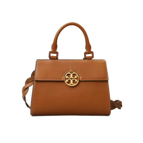 Tory Burch Miller Top Handle Handbag Crossbody Strap Leather Satchel Brown - Hardware: Yellow Gold, Exterior: Brown