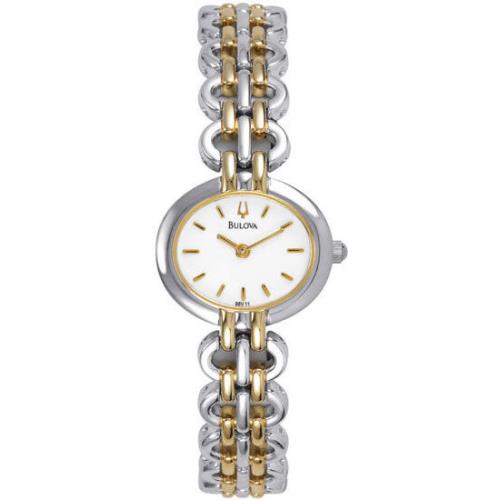 Bulova 98V11 Ladies Gold Silver 2-TONE Bracelet Watch Tags