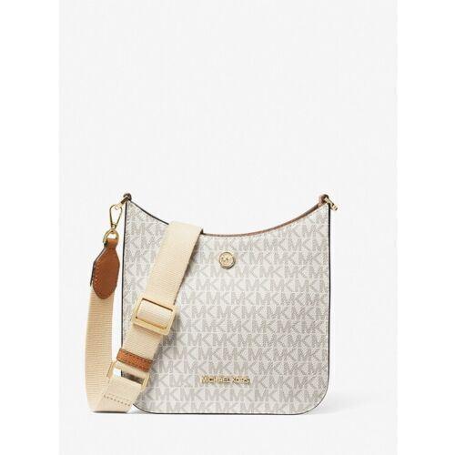 Michael Kors Women Small Mini Messenger Crossbody Bag Handbag Purse Shoulder MK Vanilla MK Signature