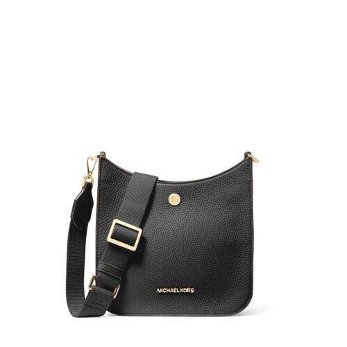 Michael Kors Women Small Mini Messenger Crossbody Bag Handbag Purse Shoulder MK Black Leather